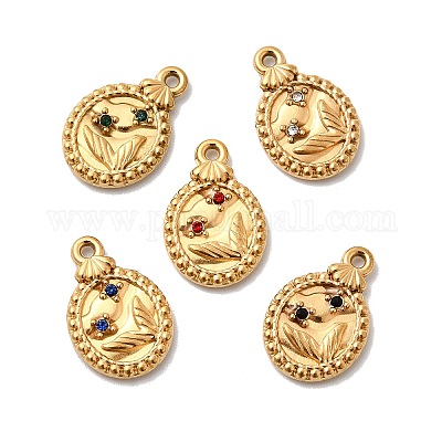 Подвески из нержавеющей стали 304 с паве из стразов STAS-G369-14G-1