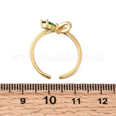 Латунь с манжетами из зеленого стекла RJEW-P173-01G-03-1