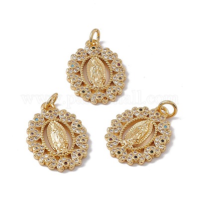 Латунные микропаве прозрачные подвески с фианитом KK-G439-10G-1