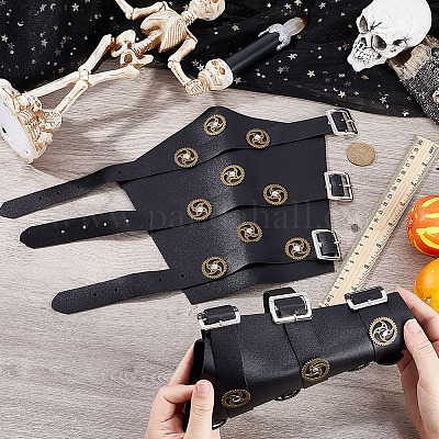 Регулируемый браслет из искусственной кожи для байкеров AJEW-WH0415-25B-1