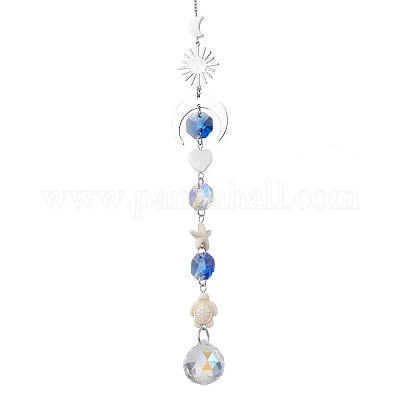 Стеклянные круглые и восьмиугольные бусины подвесные ловцы солнца HJEW-JM03445-1