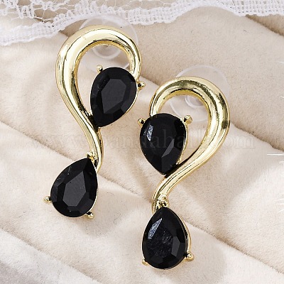 Серьги-гвоздики из сплава стразов EJEW-M075-04G-03-1