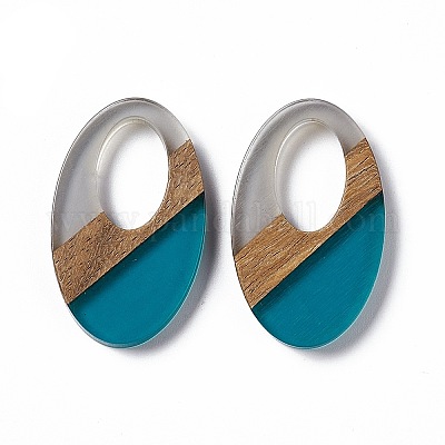 Подвески из прозрачной смолы и ореха RESI-M027-02G-1