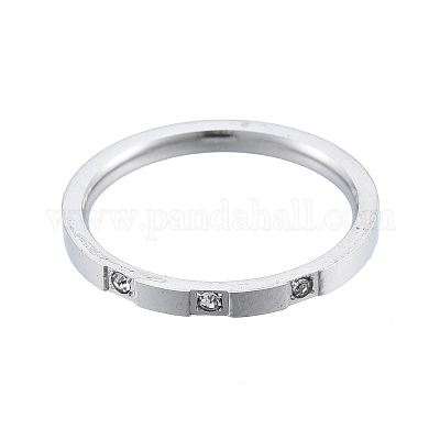 Простое тонкое кольцо на палец с кристаллами и стразами RJEW-N043-33P-1