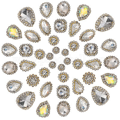 100 шт. 10 стиля цветок/конский глаз/капля пришивной стразы RGLA-GF0001-14A-1