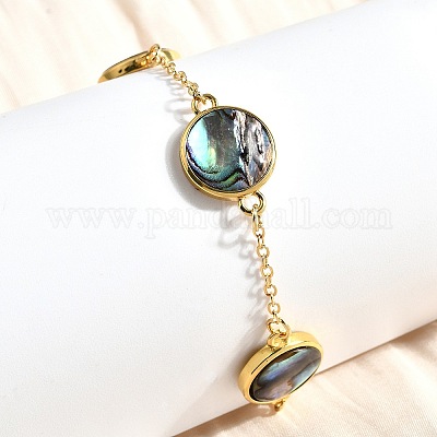 Браслеты из латунных ракушек-абалонов BJEW-D315-01G-1