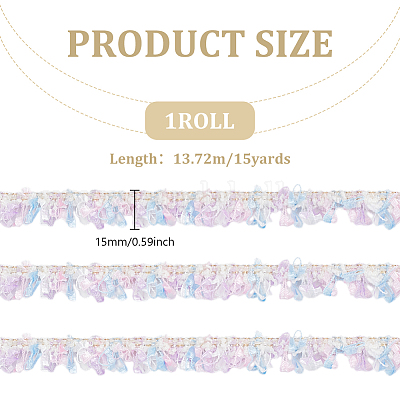 15 ярд полиэстеровой кружевной отделки SRIB-PH0001-57C-1