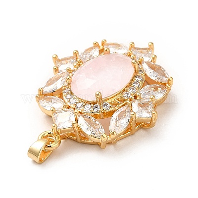 Подвески из латуни и дробленого льда с кубическим цирконием KK-H438-06G-1