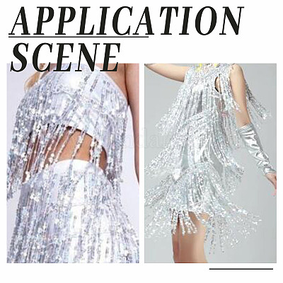 10 ярд ленты с кисточками из полиэстера с блестками и бисером OCOR-WH0003-041A-1