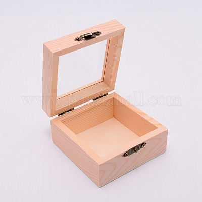 Квадратный незавершенный деревянный ящик OBOX-WH0005-04-1