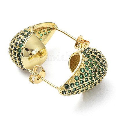 Серьги-гвоздики с кубическим цирконием EJEW-H137-01G-03-1