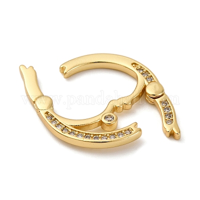 Плоские круглые застежки-крутилки с микропаве из латуни и кубическим цирконием KK-P308-51G-1