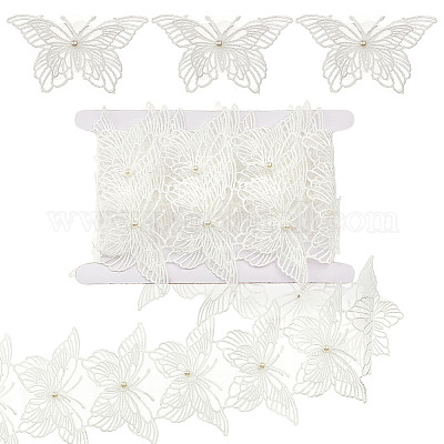 3 ярд органзы с отделкой из кружева с вышивкой из пластиковых жемчужин OCOR-MA0001-69-1