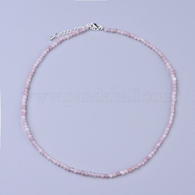 Natural Rose Quartz Beads Necklaces, with Brass Lobster Claw Clasps, Round,  17.7 inch(45cm) long, beads: 8mm.
