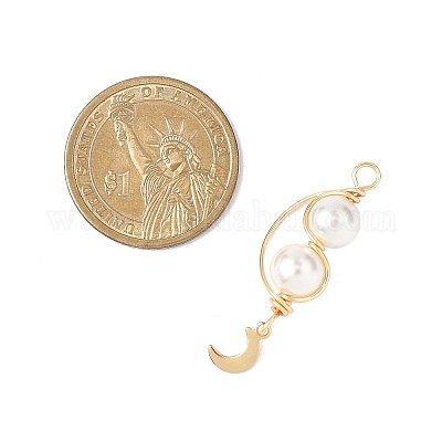 3 шт. 3 стиля подвески с круглыми бусинами из медной проволоки и ракушечным жемчугом PALLOY-JF04677-1