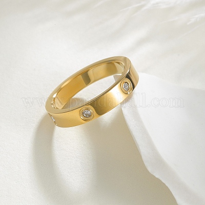 Кольца из нержавеющей стали 304 с кристаллами и стразами для женщин RJEW-B120-02G-1