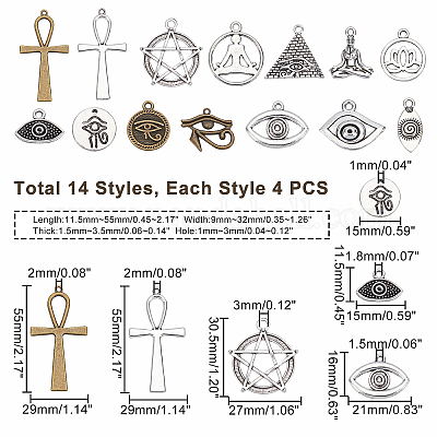 Wholesale PandaHall 14 Styles Evil Eye Charms 