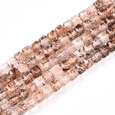 Нити бусин из рутилированного кварца из натурального черного золота G-T141-59-1