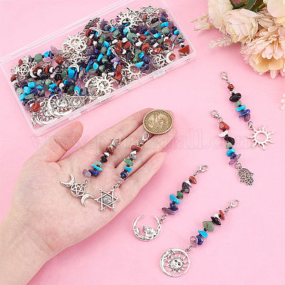 36 шт. 6 стиля подвеска из натурального драгоценного камня и сплава HJEW-ME00009-1