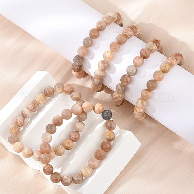 Натуральный Sunstone браслеты простирания BJEW-E373-10mm-04-1