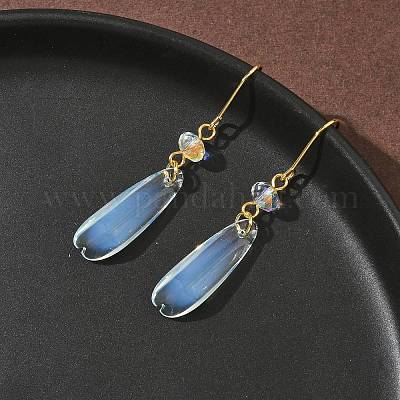 Серьги-подвески из нержавеющей стали 304 с гальваническим покрытием и кристаллами EJEW-Z129-21G-01-1