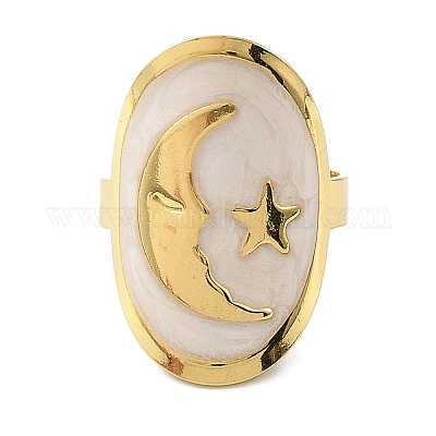 Кольца-манжеты овальные и лунные из нержавеющей стали 304 с эмалью для женщин RJEW-F166-29G-02-1