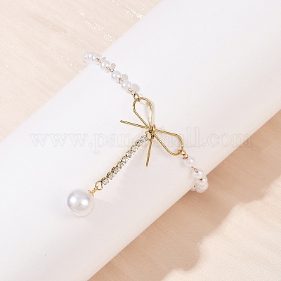 Браслеты с подвесками из нержавеющей стали 304 и кристаллами и стразами BJEW-G755-03G-1