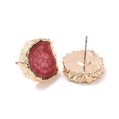 Серьги с натуральным крашеным кварцем EJEW-P166-B-1