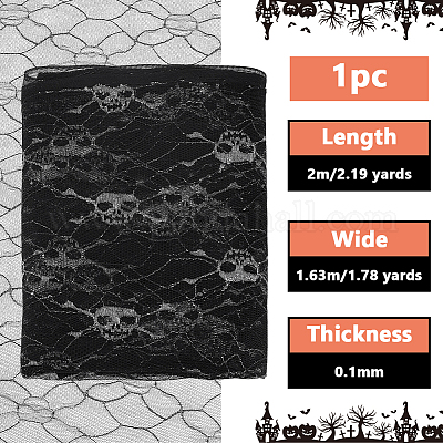 Polyester-Spitzenstoff mit Halloween-Motiv&nbsp;DIY-WH0699-75C-1