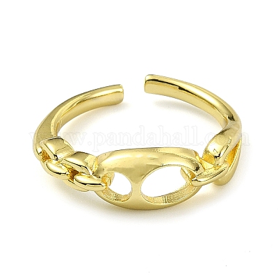 Открытая манжета из латуни с цирконием RJEW-B051-12G-1