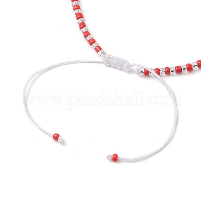 Регулируемые круглые плетеные браслеты на ногу из искусственного жемчуга AJEW-AN00672-01-1