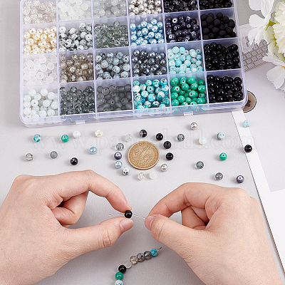 24 стиль стеклянных бусин DGLA-PH0001-18-1