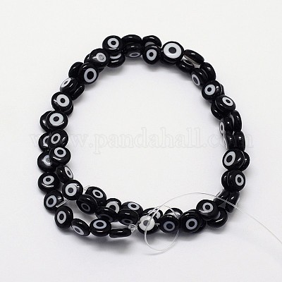 Ручной сглаза Lampwork плоские круглые пряди шарик X-LAMP-L058-6mm-10-1