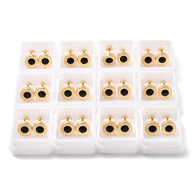 Плоские круглые серьги-гвоздики из нержавеющей стали 304 EJEW-F396-01G-01-1