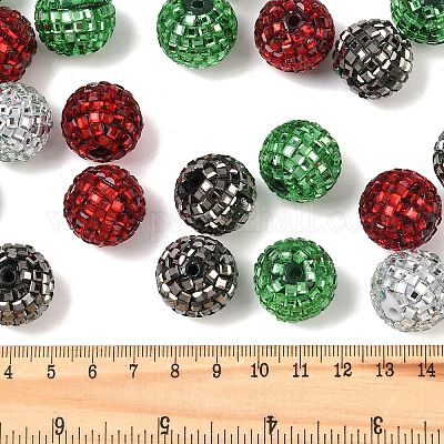 Акриловые бусины из стразов на рождественскую тематику OACR-L020-01-1