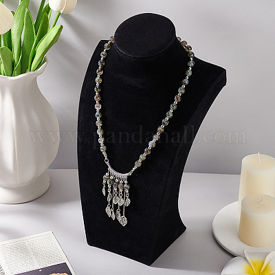 Стенды для ожерелья из ДВП и фланели ODIS-WH0061-38B-1