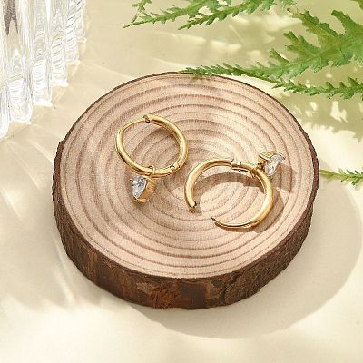 Серьги-кольца из нержавеющей стали 304 с микропаве из кубического циркония STAS-R004-03G-02-1