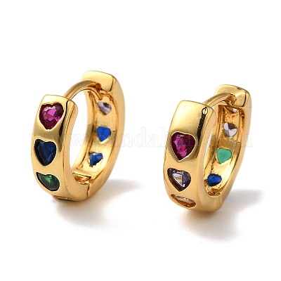 Серьги-кольца из латуни с микропаве из кубического циркония EJEW-L224-57G-01-1