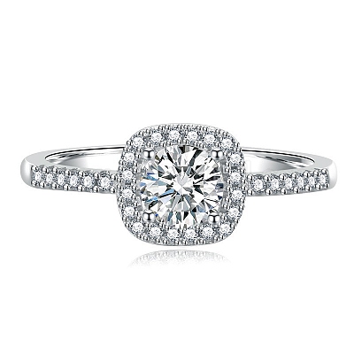 925 регулируемое кольцо из стерлингового серебра с родиевым покрытием и фианитами с микропаве AJEW-U007-25P-1