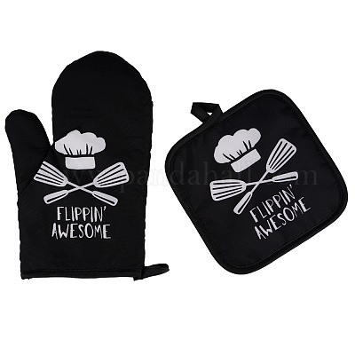 2pcs/set (1 Oven Mitt + 1 Pot Holder) Christmas Microwave Oven