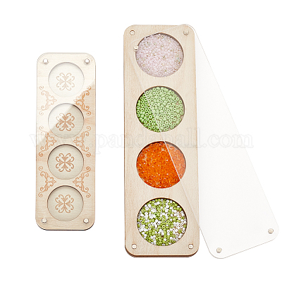 2шт 2 стиля 4/8 слота прямоугольный деревянный кейс для демонстрации бусин с магнитной крышкой ODIS-PH0001-73-1