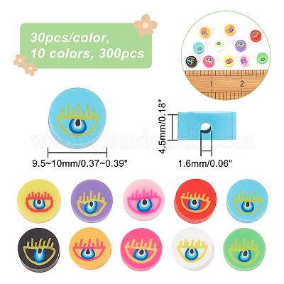 300шт 10 цвета бусины из полимерной глины ручной работы CLAY-CA0001-22-1