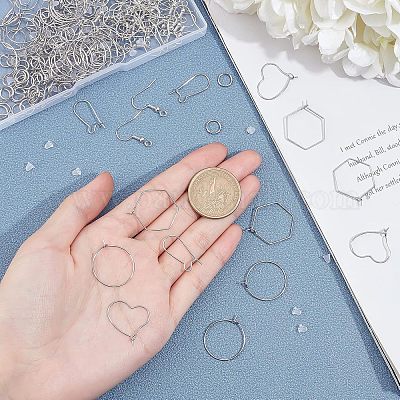 720 шт. 7 стиля фурнитуры для сережек-колец из нержавеющей стали 304 STAS-UN0024-36-1