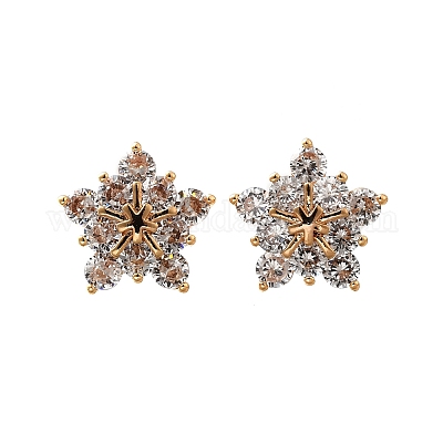 Латунные микро проложить серьги стержня кубического циркония EJEW-R018-10G-01-1