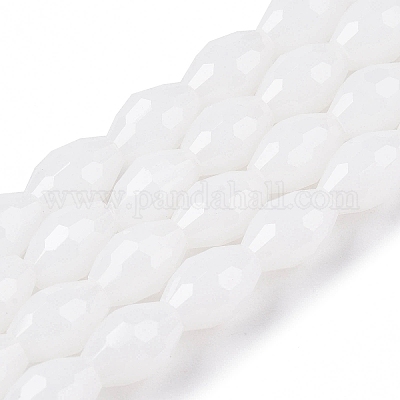 Непрозрачный сплошной цвет имитация нефрита стеклянные бусины пряди EGLA-A037-P6x8mm-D01-1