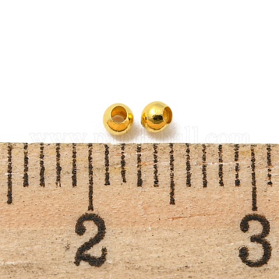 Круглые бусины из глянцевой латуни KK-WH0055-01G-1