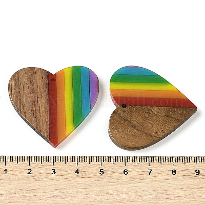 Подвески Pride на тему радуги из смолы и орехового дерева X-WOOD-K012-03-1