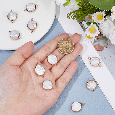 10 шт. гальванизированные натуральные жемчужины Кеши плоские круглые подвески-коннекторы PEAR-HS0001-11-1