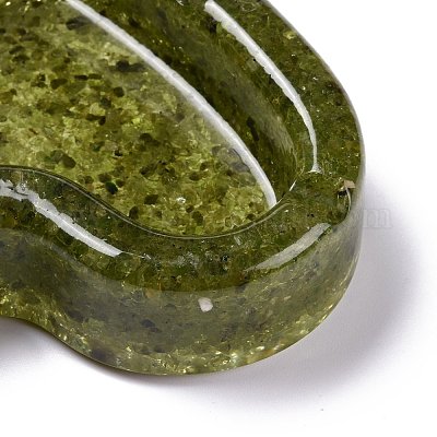 Пепельница из смолы с натуральным перидотом DJEW-F015-03C-1