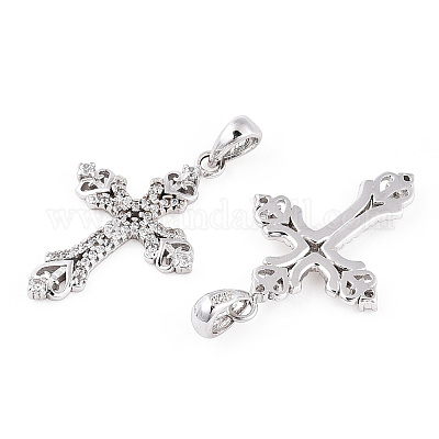 Подвески из чистого серебра 925 пробы с родиевым покрытием и прозрачным микропаве циркония STER-T007-34P-1